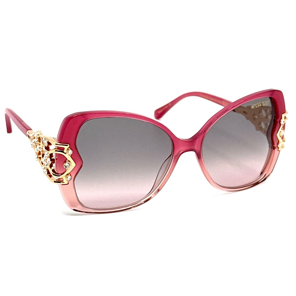Women's Pink Oversized Sunglasses with Gold Accents